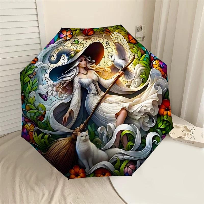 

1PC Witchcraft Owl Umbrella-8-Rib Reinforced, Automatic Open, Lightweight & Durable, Cute Fashion Accessory for Outdoor-P52