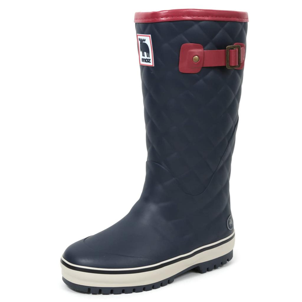 Mozu Quilted Embossed Rain Boots with Urethane Cushion Size Small Women's Lining, Navy,
