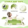 Baby Bath Tub with Bath Cushion Foldable Bathtub with Thermometer Shower Cap Shower Brush for Newborn and Toddler 0-36 Months