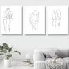 Print couple wall art canvas painting line drawing couple hand love kiss posters and prints Scandinavian paintings decor living room