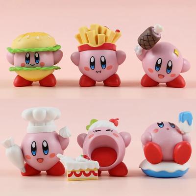 6pcs/set Kirby Cake Decoration Food Vinyl Doll Figure Toys Kid Gifts