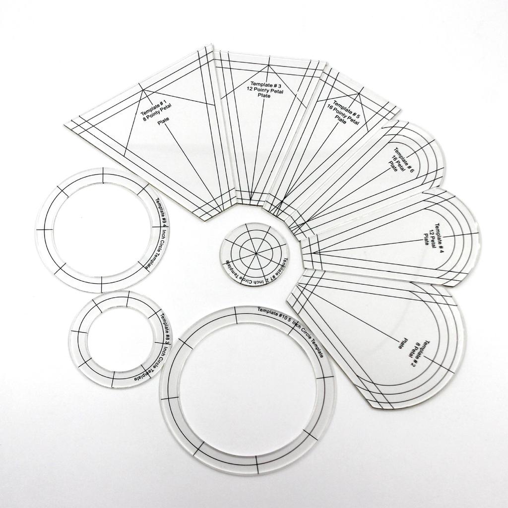 10 Pcs Quilting Template Ruler Multifunctional Regular Plate Template Acrylic Clear Patchwork Ruler for Sewing Quilting