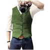 V Neck Men's Suits Vest Casual Classic Formal Business Herringbone Tweed Slim Fit Waistcoat For Wedding Groomsmen