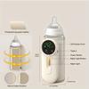 Portable travel bottle heater with digital display, leak-proof design, fast USB charging, wireless charging use, reusable plastic cups