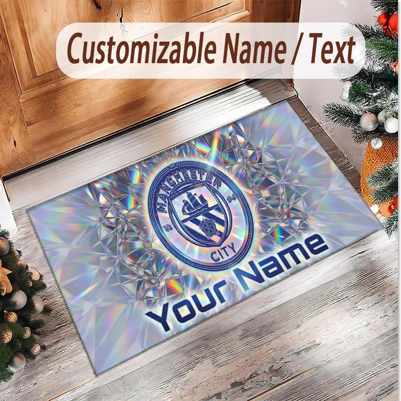 Personalisierter Kristall-Samt-Teppich Manchester City Muster Rutschfester Bodenläufer