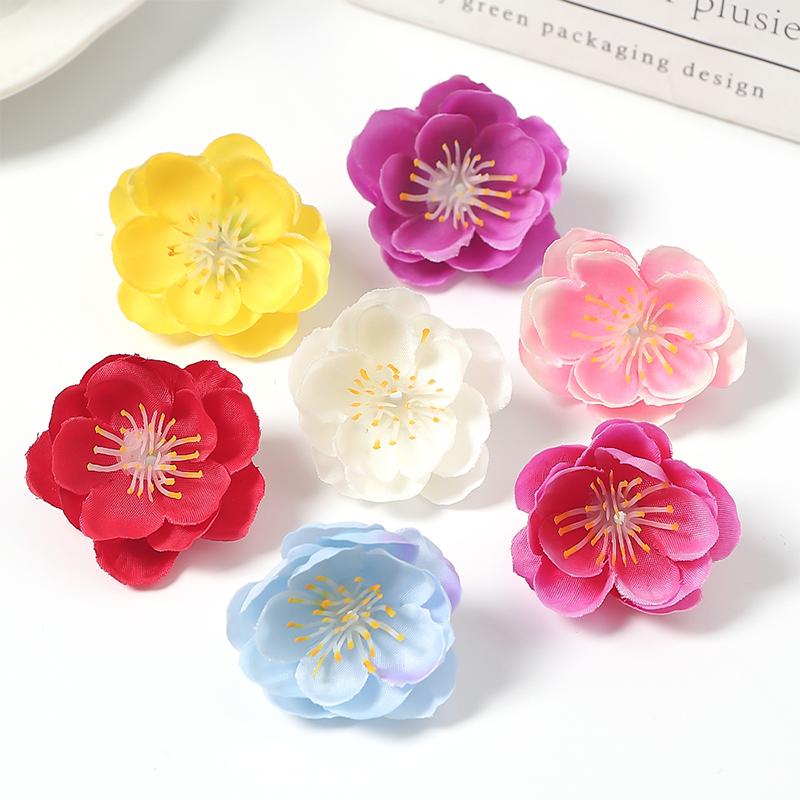 10/20/50Pcs 4cm Silk Plum Blossom Heads Artificial Cherry Blossom Flowers for Home Room Wedding Decor DIY Flowers Wall Accessory
