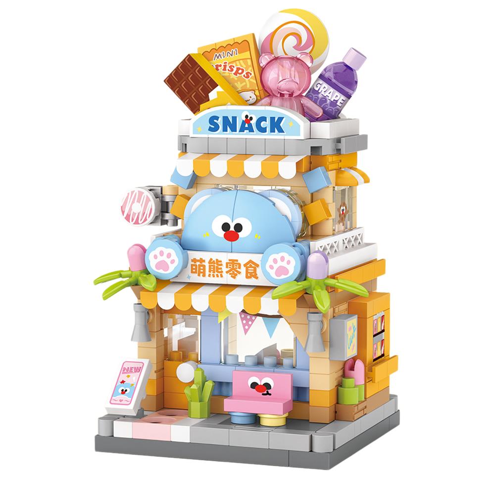 City Iandscape Building Block Scene Cafe Flower Shop Retail Building Block Model Ornament Toy Gift