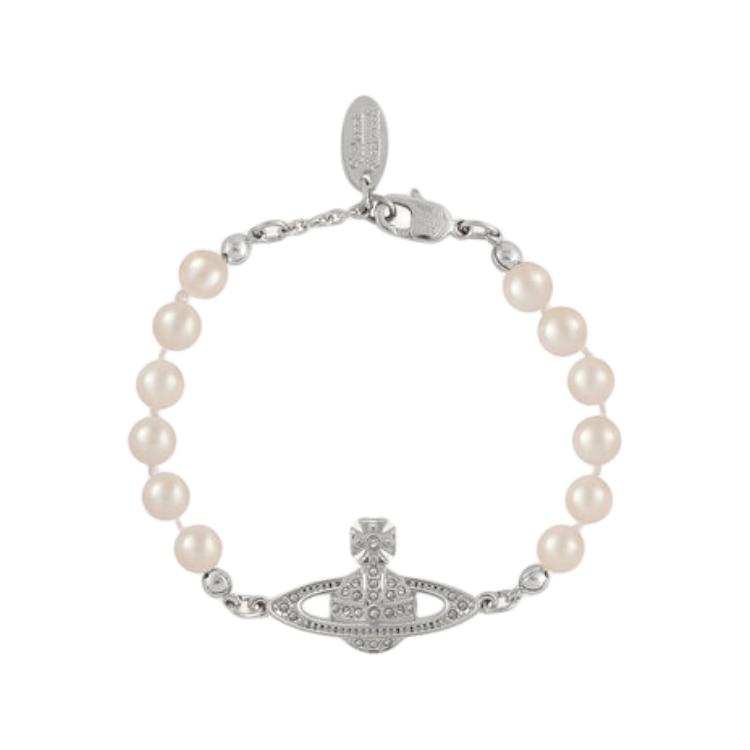 Vivienne Westwood Saturn Pattern Brass Bracelet Women bracelets Silver 61030001-02P131 Box