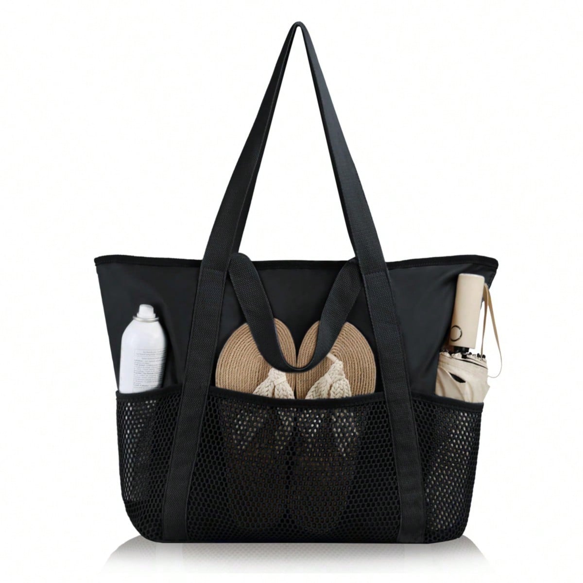 Sac de Plage Imperméable Grande Capacité Sac Cabas de Plage Anti-sable Sac Cabas de Voyage Natation Pure Black multicolore