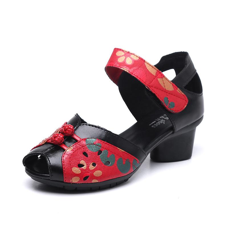 

Sandals women s summer women s fish mouth high heel sandals thick heel soft sole hollow breathable sandals 41 чорний