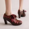 Women's high-heeled single shoes are comfortable and versatile thick-heeled large-size low-top shoes.