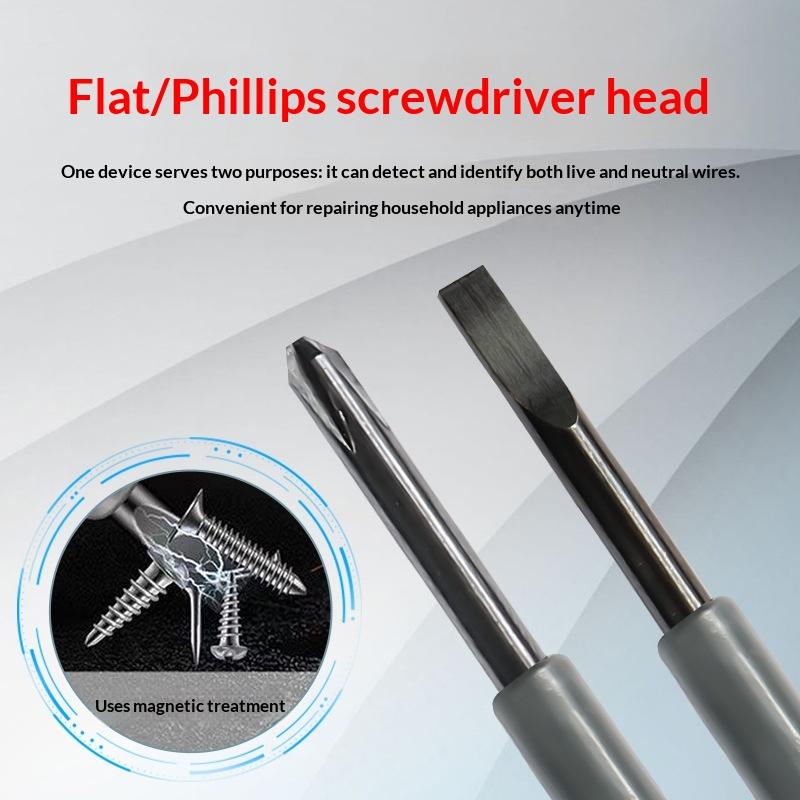2-In-1 2Pc Screwdriver Electricity Detector High Torque Strong Magnetic Voltage Test Pen Screwdriver For Electricity Detection