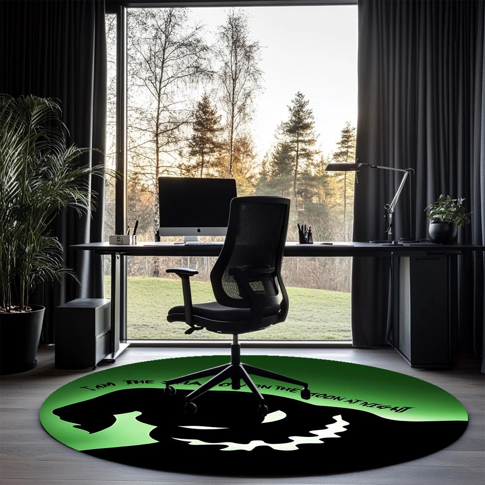 The Nightmare Before Christmas Printed Round Rug Carpet Chair Rug Area Rug Entryway Doormats,for Office Chair Living Room Bedroom Kitchen Room.