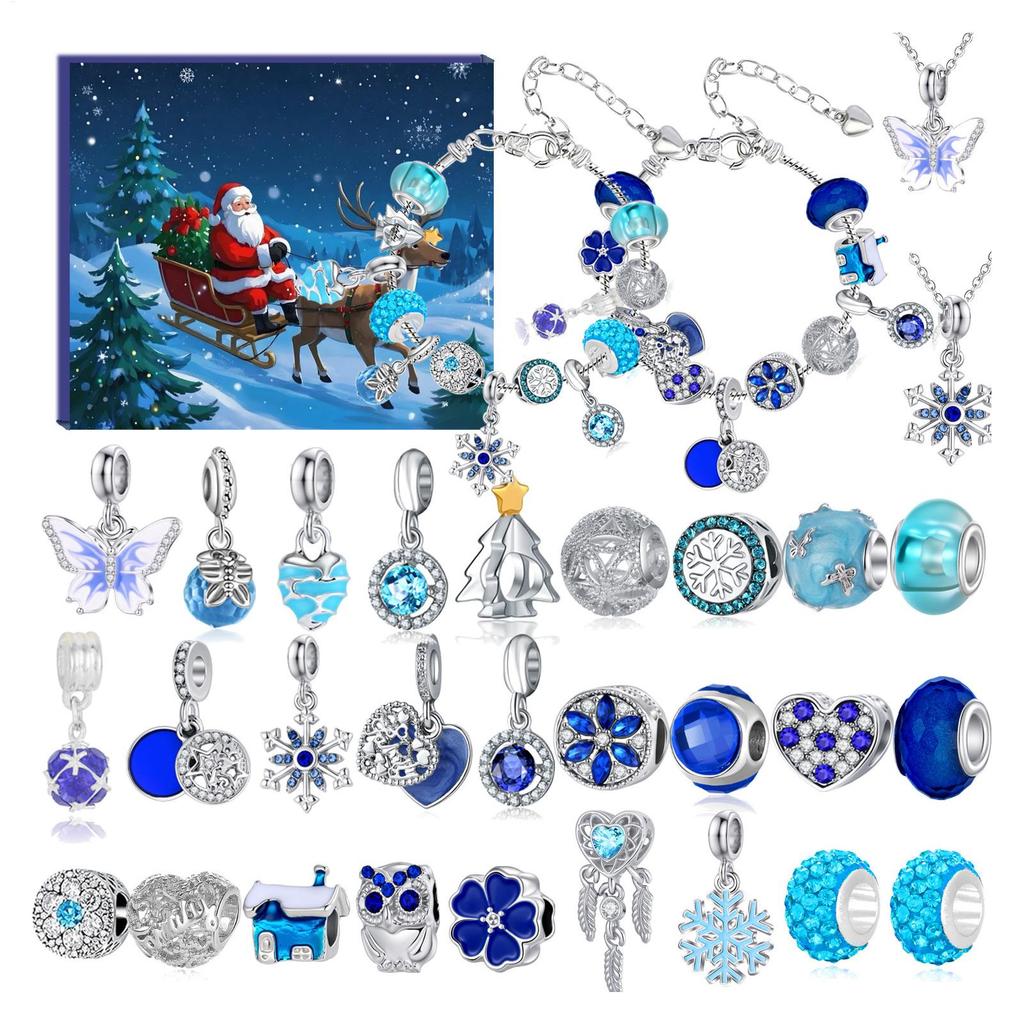 Christmas Countdown Calendar 31-Grid Christmas Countdown Calendar Bracelets Necklaces Festive Hands-On Crafting Jewelry Art For