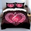 "Heart Music Note Decor Set" Bedding Set with 1 Duvet Cover 2 Pillowcases Single Double King Queen, Gift