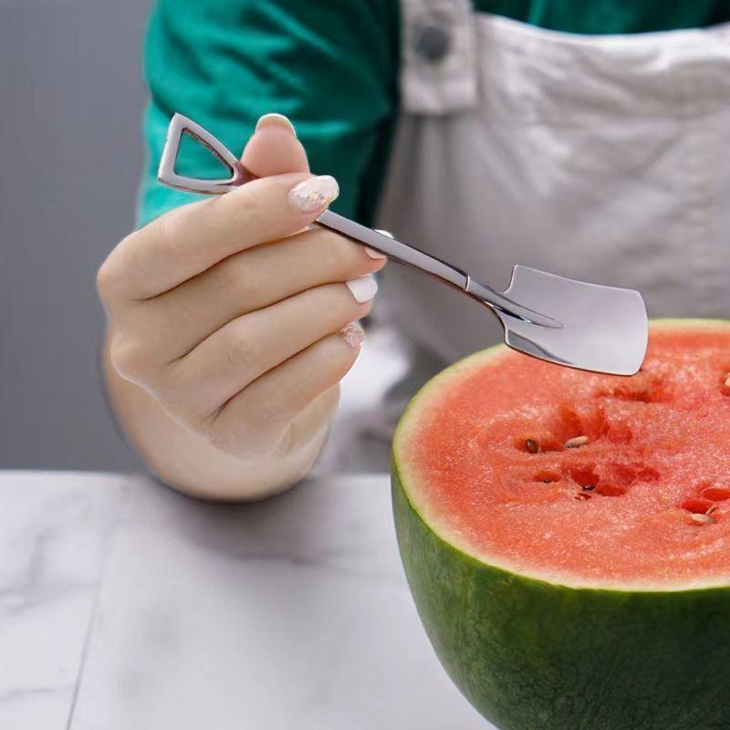 4pcs Creative Stainless Steel Coffee Spoon Set, Iron Shovel Shaped Ice Cream Spoon, Household Tea Spoon Dessert Spoon