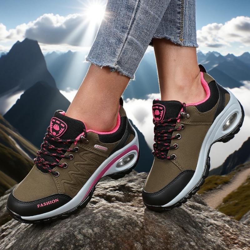 Women's Platform Shoes Waterproof Classic Color Outdoor Hiking Shoes Fashionable Anti Slip Casual Low Top Camping Women Sneakers