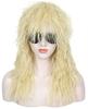 Linfairy Heavy Metal Rocker Adult Wig, Men's Costume Hair Accessory, Heavy Metal Rocker Cosplay Long Cosplay Wig (Blonde Curly)