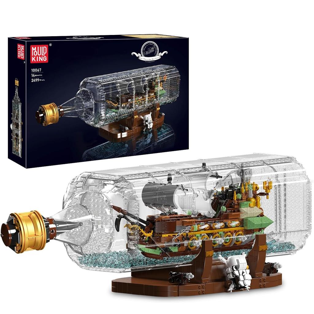 MOULD KING 10067 Ship In A Bottle Building Block The The Flying Dutchman Pirate Ship Model Sailboat Toys Kids Christmas Gifts