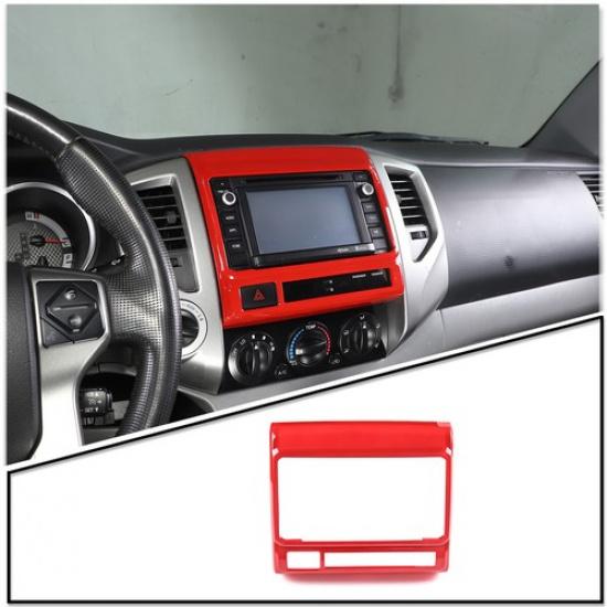 Red Center Console GPS Navigation Frame Cover Trim For Toyota Tacoma 2011-15