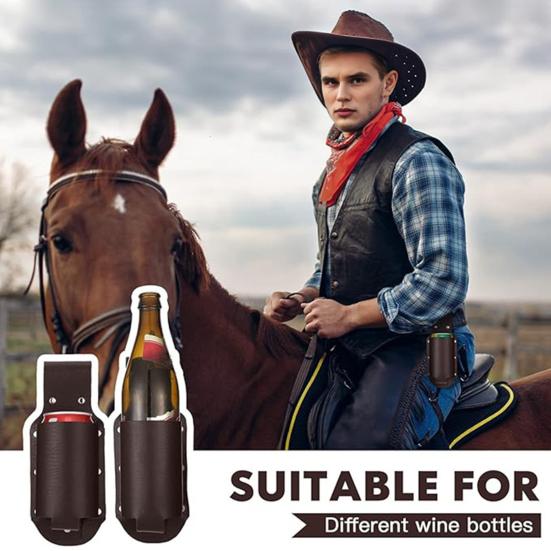 

Beer Holster Belt Waist Bag Faux Leather Beer Holder Travel Pouch Soda Beer Bottle Holder for Picnic Beach BBQ Camping кавовий