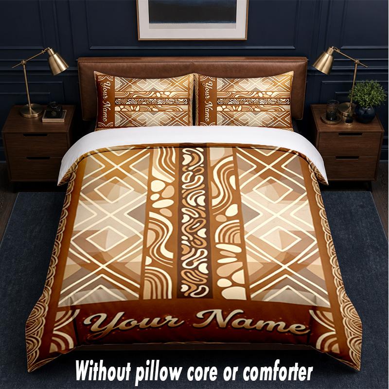 Art Deco Theme Custom Text Or Name 3Pcs Bedding Set,1 Flat Sheet & 2 Pillowcases Personalized Home Bedding