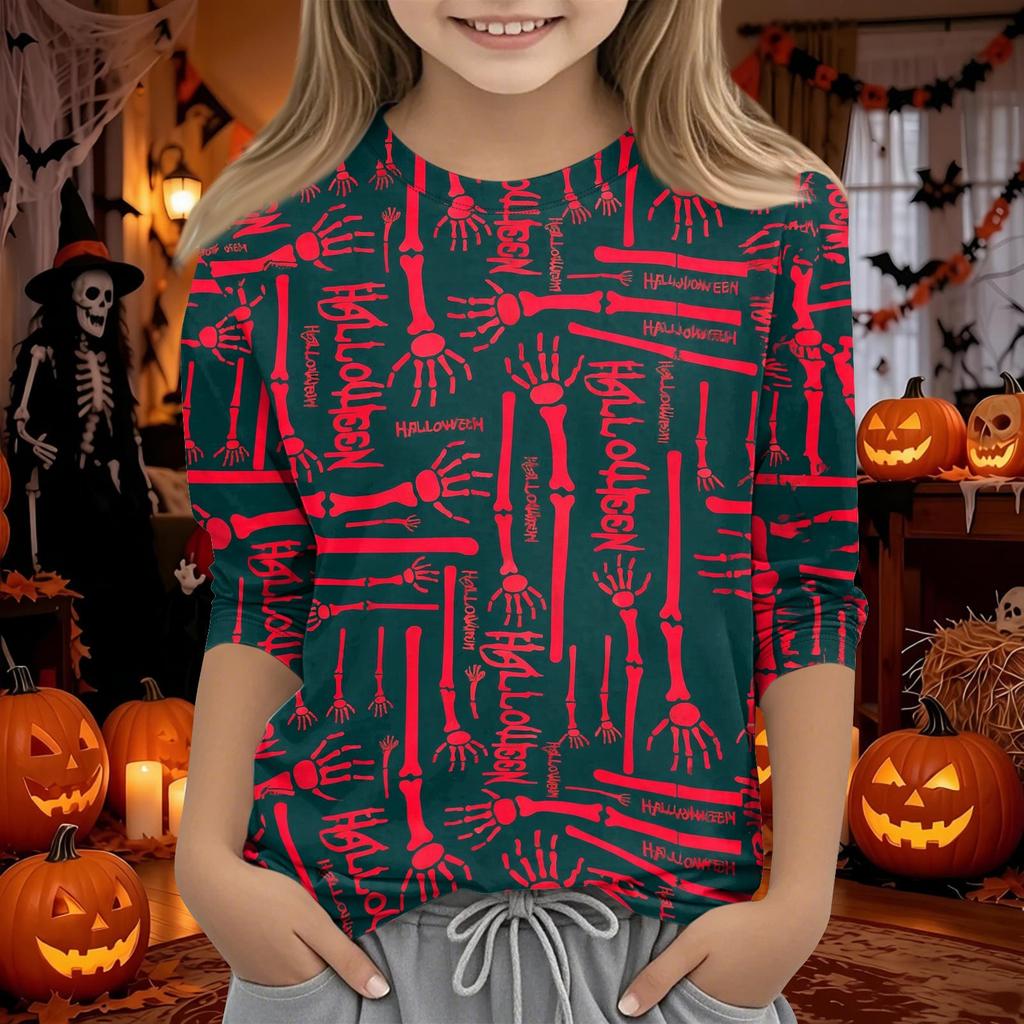 Kids Halloween 3/4 Sleeve T-Shirt for Boys and Girls