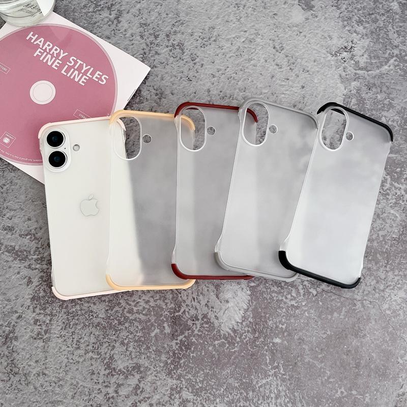 

Роскошный безрамный матовый прозрачный чехол для iPhone 16 Plus 15 Pro Max 14 Pro 13 12 11 ударопрочный прозрачный мягкий простой чехол для телефона iPhone 16 чёрный