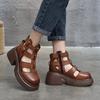 Fashion GKTINOO Women Sandals Summer Zipper Gladiator Boots Thick Soled 100% Genuine Leather Shoes Woman Handmade Platform Sandals