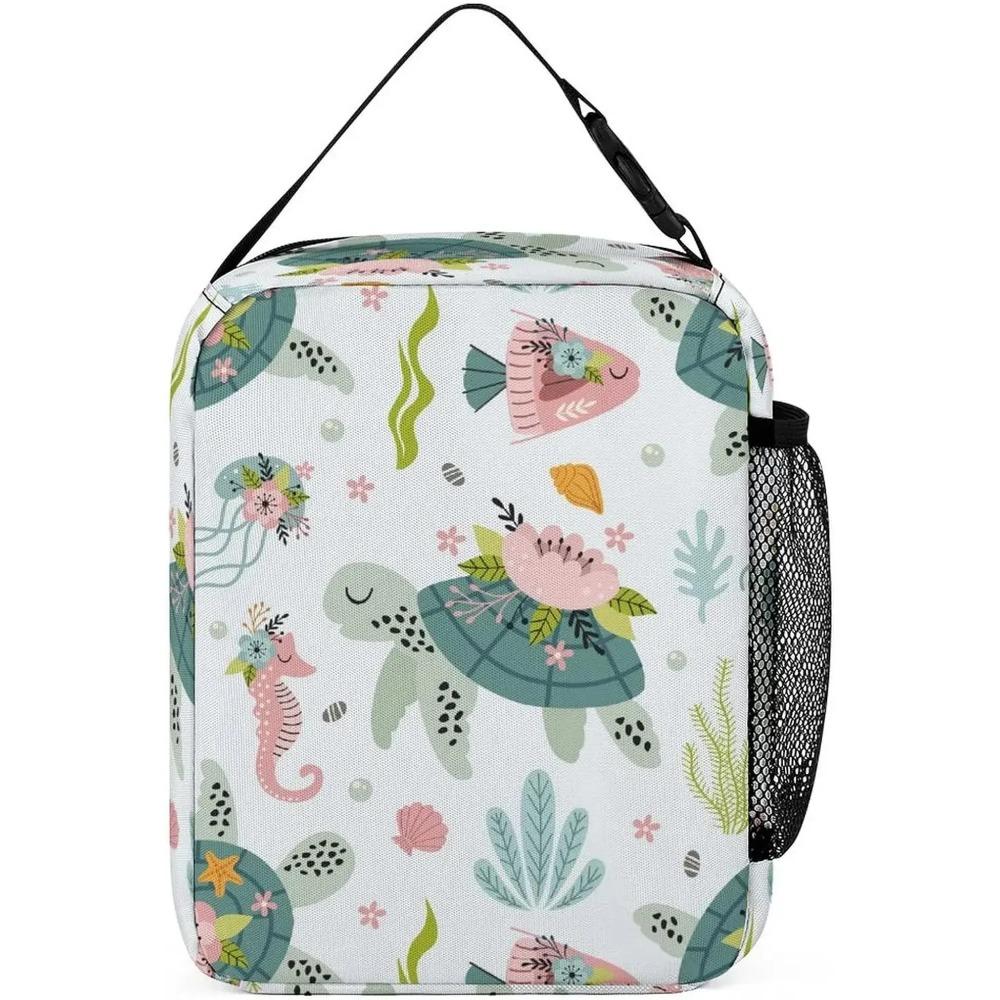 Sea Turtle Lunch Bag Insulated Lunch Bag Colorful Sea Animal Lunch Bag for Women Men Reusable Portable Lunchbox with Zipper