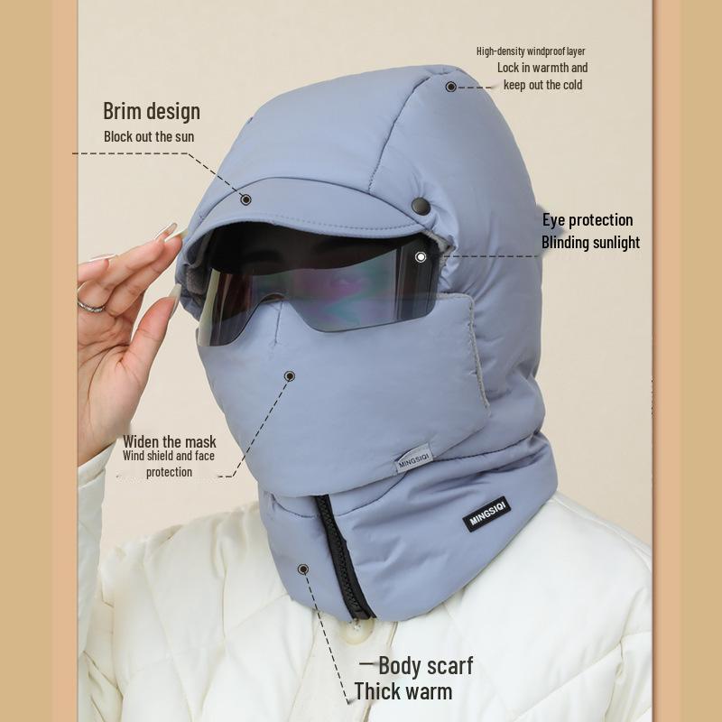 Windproof Velvet-Enhanced Ski Hat & Face Protector