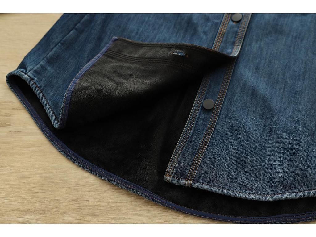 Women's Plus Velvet Thickened Denim Shirt Jacket - Long Sleeve, Autumn/Winter 2025, Loose Casual and Versatile Slimming Top