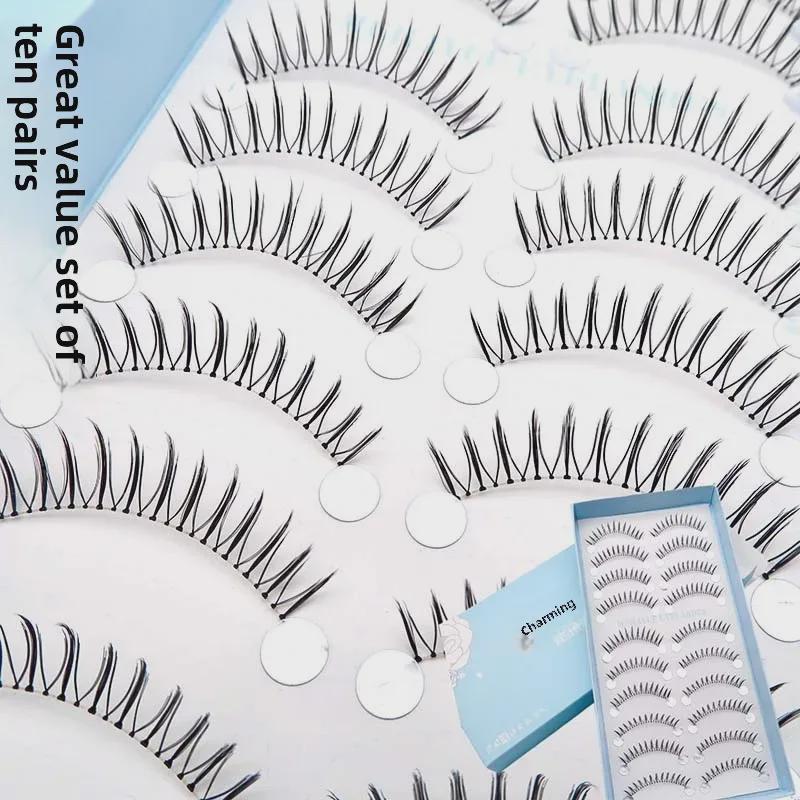 Meiliyue New Japanese 5-Pair Sharp False Eyelashes - Transparent Stem & Thick Fairy Style 026