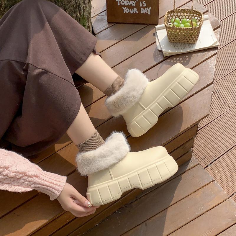 High-top Waterproof Bag Heel Cotton Shoes Winter Indoor Home Velvet Warm EVA Outer Wear Rain Boots Cotton Slippers