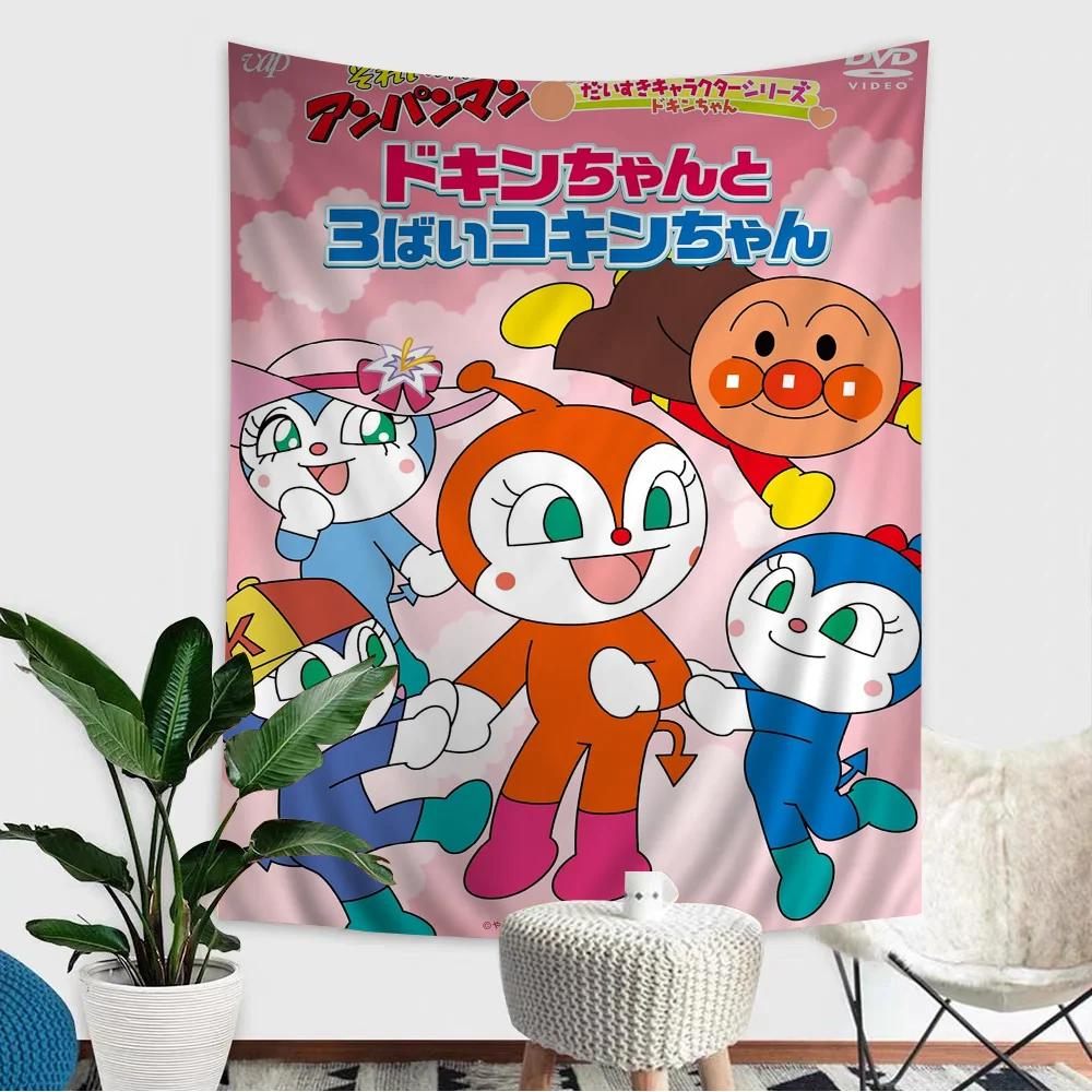 VIKAMA Anpanman Tapestry Playful Print Design Japanese Anime Hippie Style Decor Childrens Room Theme Decor