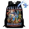 Portable Italian Brainrot Backpack Shoulders Bag Large Capacity Cartoon School Bag Printed Tung Tung Saur Tralala Bag For Kid