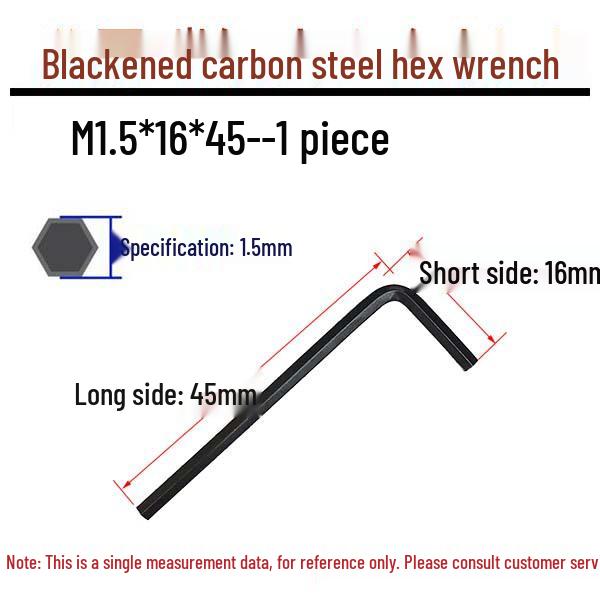 0.9-8mm Black Carbon Steel Metric Hex Key L-Shaped Wrench
