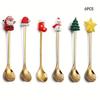 Mirror Polished Stainless Steel Spoon Set Tree/Star/Santa Motifs Mini Dessert Spoons  New Year