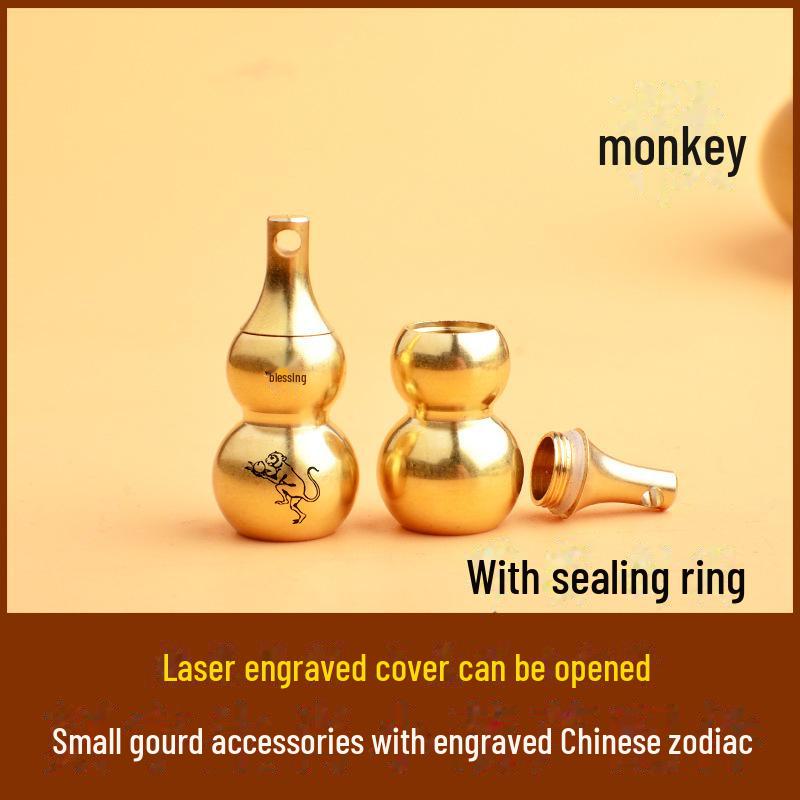 Schlüsselanhänger aus Messing mit Sternzeichen-Kürbis, acht Trigrammen und Segensgravur