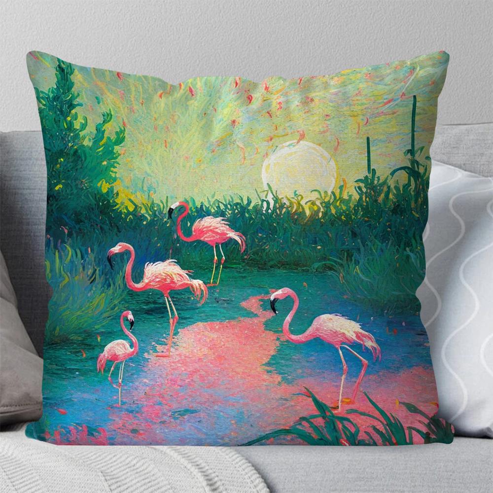 

1pc Flamingo Pillow Case Square Pillow Bedroom Sofa Leisure Comfort Cushion Car Living Room Home Decoration 40X40 16x16Inch