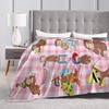Curious George Pink Check Life Flannel Blankets Soft Throw Blanket for Bedroom Decorative Graphic Bedspread Sofa Bed Cover