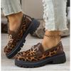 Fashion Women's Fashion Leopard Patchwork Slip-on Loafers Chunky Heel Platform Flats 2025 New Moccasins Casual Shoes Plus Size Zapatos
