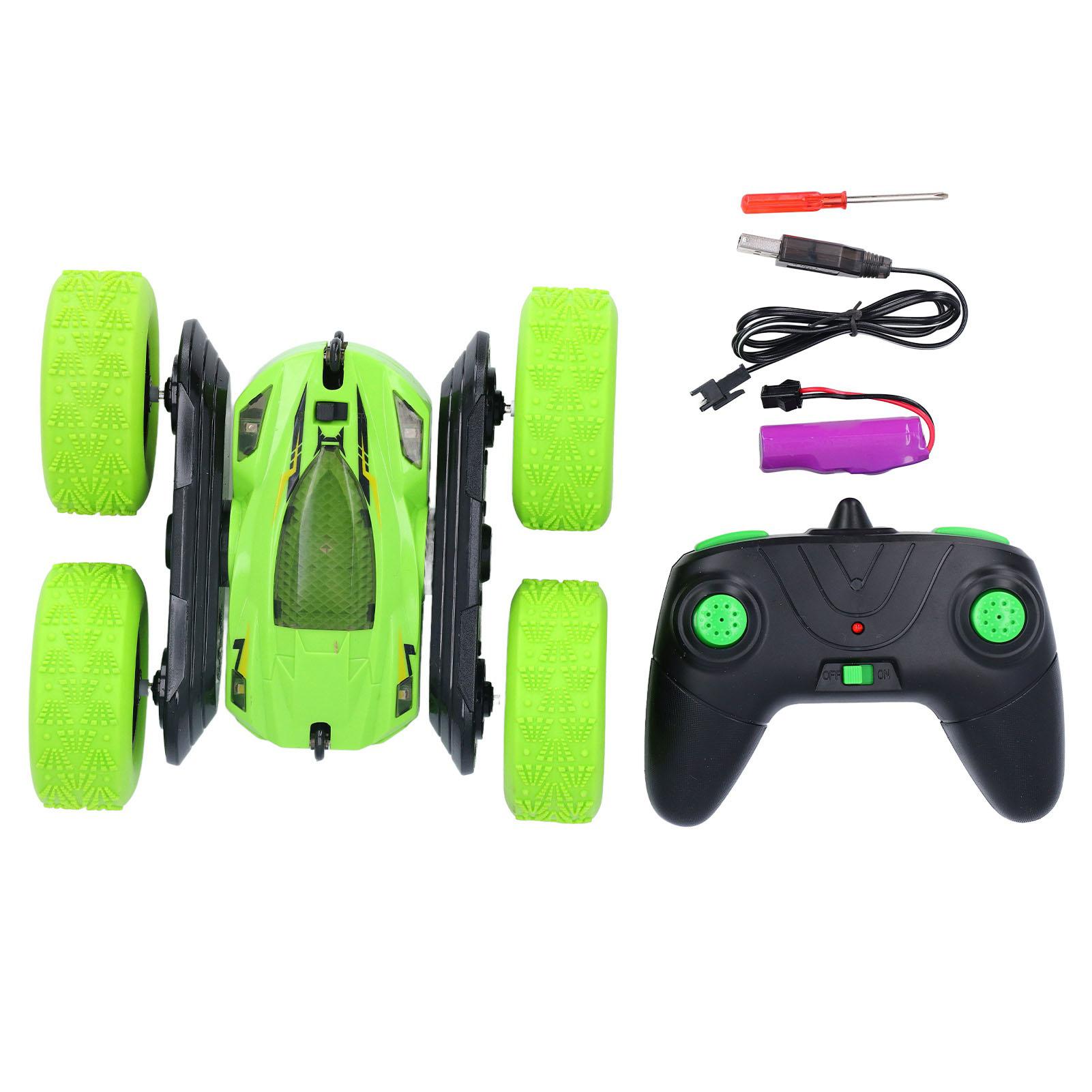 RC Stunt Car 14km s Stunt Remote Control Car Toy 2.4GHz Remote Control Off Road Vehicle Toy for Kids Over 6 Years Old Green