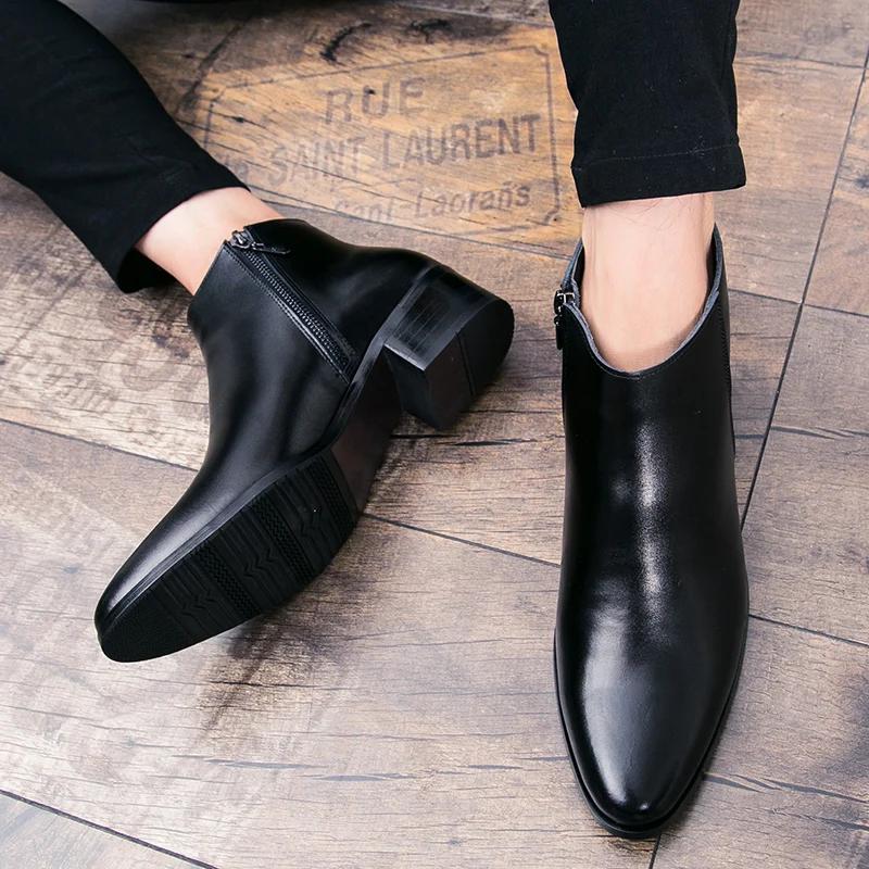 Stivaletti Classici in Pelle Nera per Uomo Donna Stile Britannico Punta Acuta Chelsea da Uomo Scarpe Eleganti Comode High Top
