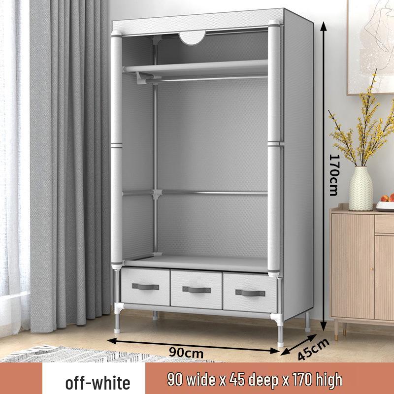 Economical Single-Person Fabric Wardrobe with 3 Storage Boxes, 90CM - Simple, Stylish Organization 90*45*170CM