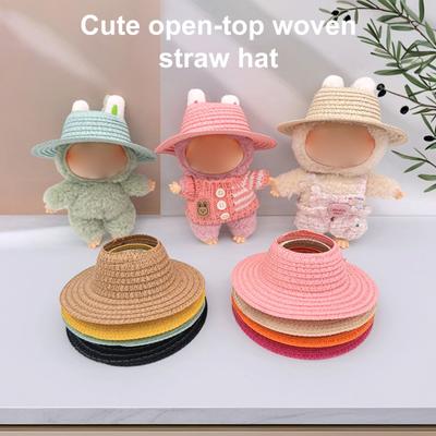 Strohhut für 17cm Puppen Gewebter Strand Sonnenhut Böhmischer Sommerurlaub