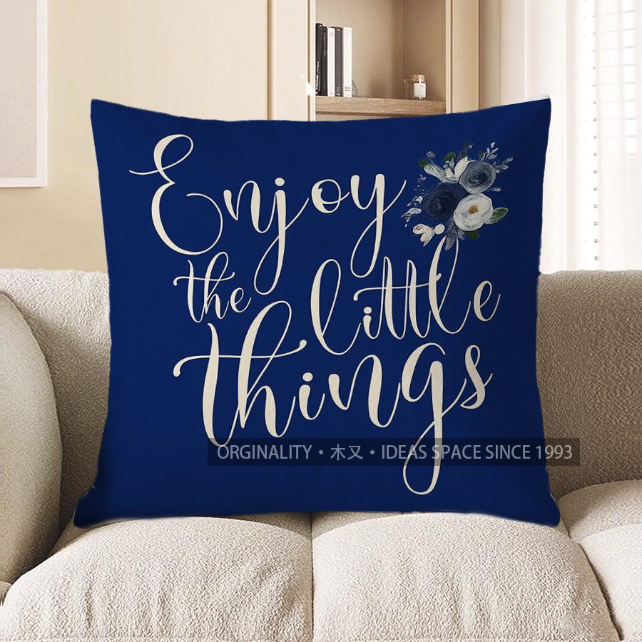 Home Decor Blue Floral Arrangement Throw Pillow For Home Pattern Cushion Cover Suitable For Sofa Bedroom Car Pillow Cover