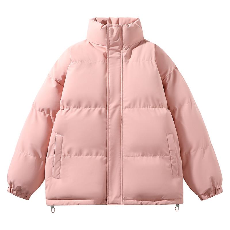 Solid Color Cotton Jacket for Men and Women Same Style Winter Bread Suit Large Size Thickened Warm and Loose Hong Kong Style Casual Jacket