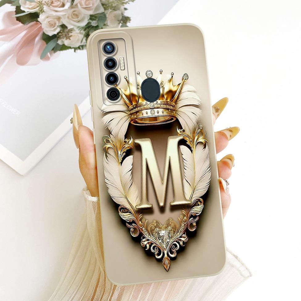 For Tecno Camon 17 CG6 CG6j Case For Techno Camon 17 Cover Luxury A-Z Letters 2D Painted Silicone Casing