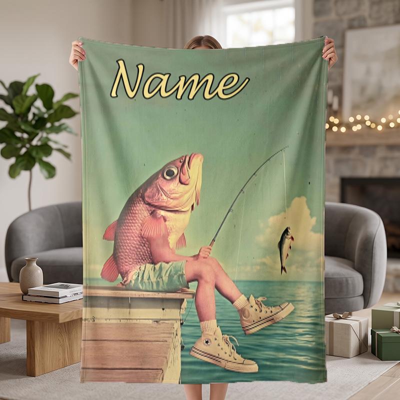 fishing Custom Flannel Blankets Soft Warm Cozy Throws for Home Decor Holiday Gifts